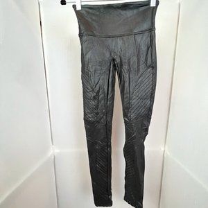 Spanx Black Faux Leather Moto Leggings Size SP Matrix Trinity